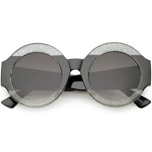 Round Glitter‎ Sunglasses Women Fashion Statement Sun Glasses UV400 Protection